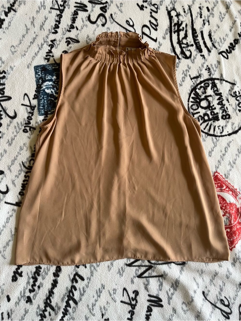 Worthington Sleeveless High-Neck Top in Camel